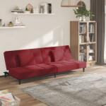 vidaXL Canapea extensibilă cu 2 locuri, 2 perne, roșu vin, textil (337424) Canapea