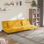 vidaXL Canapea extensibilă cu 2 locuri, 2 perne, galben, textil (337423) Canapea