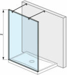 Jika Cubito Pure 140 üvegfal, rögzített, két támasszal, ezüst/átlátszó üveg, 138x200 cm (H2674220026681)