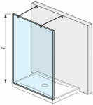 Jika Cubito Pure 130 üvegfal, rögzített, két támasszal, ezüst/átlátszó üveg, 128x200 cm (H2674210026681)