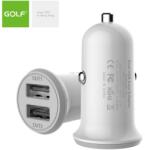 GOLF Alimentator Incarcator auto 3.4A 12-24V la 2x USB 2x 2.4A maxim 3.4A alb GF-C6 blister Golf (GF-C6) - sogest