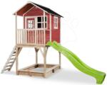 EXIT Toys Căsuță din cedru pe piloni Loft 700 Red Exit Toys cu acoperiș impermeabil nisipar și tobogan 2, 28 m roșu (ET50072300) Casuta pentru copii