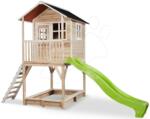 EXIT Toys Căsuță din cedru pe piloni Loft 700 Natural Exit Toys cu acoperiș impermeabil nisipar și tobogan de 2, 28 m bej (ET50072100) Casuta pentru copii