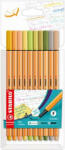 STABILO Tűfilc készlet, 0, 4 mm, STABILO Point 88 Soft Colors, 10 különböző szín