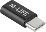 M-Life Adaptor micro USB mama - USB Type C tata negru M-LIFE (ML0850B) - sogest