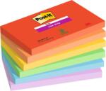 3M Öntapadó jegyzettömb, 76x127 mm, 6x90 lap, 3M POSTIT Super Sticky Playful , vegyes színek (LP6556SSPLA) - papirdepo