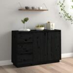 vidaXL Servantă, negru, 111x34x75 cm, lemn masiv de pin (813808) Comoda