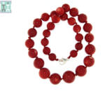  Colier din Coral Rosu Rotund 11-18 x 11-18 mm - Accesorii de Argint 925