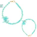  Bratara Amazonit Rotund 4x4 mm - Neregulat 2-4 x 11-14 mm - Diametru 54 mm - Accesorii Gold Filled - 1 Buc