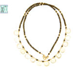  Colier din Citrin Piatura Fatetat 7-8 x 7-8 mm - Obsidian Rotund Fatetat 2x2 mm- Accesorii de Gold Filled