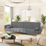 vidaXL Canapea extensibilă cu 2 locuri, 2 perne, gri deschis, catifea (337582) Canapea