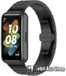  Fém okosóra szíj - FEKETE - rozsdamentes acél, csatos - 176mm hosszú - HUAWEI Band 7
