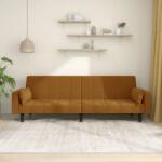 vidaXL Canapea extensibilă cu 2 locuri, 2 perne, maro, catifea (337521) Canapea