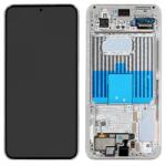 Samsung S901 Galaxy S22 Előlap keret+LCD Kijelző+Érintőüveg, Fehér, Cream (GH82-27520B, GH82-27521B) Gyári, Service Pack