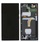 Samsung S908 Galaxy S22 Ultra Előlap keret+LCD Kijelző+Érintőüveg, Fekete, Phantom Black (GH82-27488A, GH82-27489A) Gyári, Service Pack