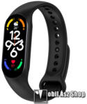  Okosóra szíj - FEKETE - szilikon, 106mm + 92mm hosszú - Xiaomi Mi Band 5 / Mi Band 6 / Mi Band 7 / Amazfit Band 5