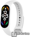  Okosóra szíj - FEHÉR - szilikon, 106mm + 92mm hosszú - Xiaomi Mi Band 5 / Mi Band 6 / Mi Band 7 / Amazfit Band 5