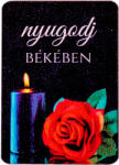  4db. "nyugodj békében" feliratos, bordó rózsás dekor tábla 7 x 5cm (GV04-314)