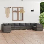 vidaXL Set mobilier de grădină cu perne, 10 piese, gri, poliratan (3101989)