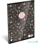 Lizzy Card virágos tűzött füzet A/5, 32 lap kockás, Magic Garden, fekete (LIZ-22978648) - officetrade