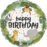 Balloons4party Balon folie rotund Happy Birthday animale jungla 46 cm