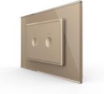 Livolo Intrerupator dublu cu touch Livolo cu rama din sticla, standard Italian Serie noua, Auriu, VL-FC2-3AP-13 (VL-FC2-3AP-13)