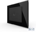 Livolo Intrerupator simplu cap scara / cap cruce wireless cu touch Livolo cu rama din sticla, Serie noua, Negru, VL-FC1SR-3BP-12 (VL-FC1SR-3BP-12)