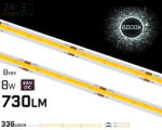 24LED Banda LED COB 320LED M , 24V , 8W , 6000K , IP20 , 750lm , 8mm , 2oz Cooper Versiune PRO