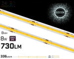 24LED Banda LED COB 320LED M , 24V , 8W , 6000K , IP20 , 780lm , 8mm , 2oz Cooper Versiune PRO