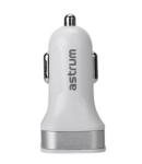 Astrum CC340 (új verzió) fehér autós töltő 4.8A 2USB microUSB adatkábellel