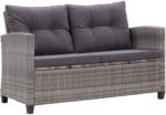 vidaXL Canapea de grădină cu 2 locuri cu perne, gri, 124 cm, poliratan (46154)
