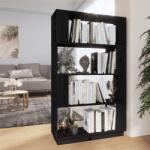vidaXL Bibliotecă/Separator cameră, negru, 80x25x132 cm lemn masiv pin (814063) Biblioteca