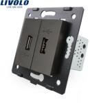 LIVOLO Priza Dubla USB Livolo, Negru, C7-2USB-12 (C7-2USB-12)