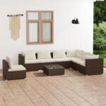 vidaXL Set mobilier de grădină cu perne, 8 piese, maro, poliratan (3102362)