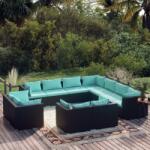 vidaXL Set mobilier de grădină cu perne, 11 piese, negru, poliratan (3102873)