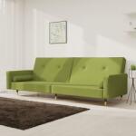 vidaXL Canapea extensibilă cu 2 locuri, 2 perne, verde deschis catifea (337336) Canapea