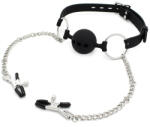 Kiotos Silicone Ball Gag with Nipple Clamps