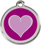 Red Dingo Rozsdamentes világos lila szív mintás acél biléta lila - dogshop