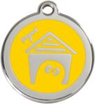 Red Dingo Rozsdamentes kutyaház mintás acél biléta sárga - dogshop