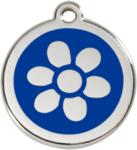 Red Dingo Rozsdamentes virág mintás acél biléta sötétkék - dogshop