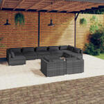 vidaXL Set mobilier de grădină cu perne, 10 piese, gri, poliratan (3102069)