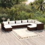 vidaXL Set mobilier de grădină cu perne, 9 piese, maro, poliratan (3102674)