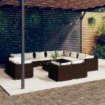 vidaXL Set mobilier de grădină cu perne, 13 piese, maro, poliratan (3102898)