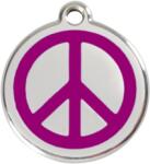 Red Dingo Rozsdamentes békejel mintás acél biléta lila - dogshop