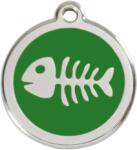 Red Dingo Rozsdamentes halcsont mintás acél biléta zöld - dogshop