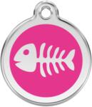 Red Dingo Rozsdamentes halcsont mintás acél biléta hot pink - dogshop