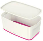 Leitz Tároló doboz LEITZ Wow Mybox fedeles műanyag kicsi fehér/rózsaszín (52291023)