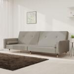 vidaXL Canapea extensibilă cu 2 locuri, 2 perne, gri deschis, catifea (337333) Canapea