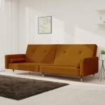 vidaXL Canapea extensibilă cu 2 locuri, 2 perne, maro, catifea (337341) Canapea