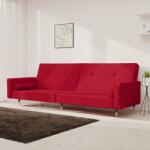 vidaXL Canapea extensibilă cu 2 locuri, 2 perne, roșu vin, catifea (337338) Canapea